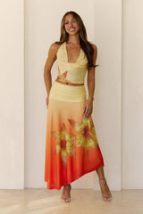 Starlit Petal Halter Top Yellow