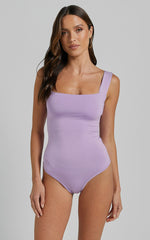 Off My Back Bodysuit - Square Neck Bodysuit in Lilac