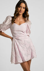 Brailey Mini Dress - Puff Sleeve Fit and Flare Dress in Lilac