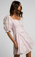 Brailey Mini Dress - Puff Sleeve Fit and Flare Dress in Lilac