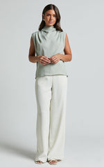 Arianae Top - High Neck Top in Sage