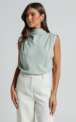 Arianae Top - High Neck Top in Sage