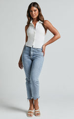 Niccolo Shirt - Sleeveless Tie Back Halter Shirt in Ivory