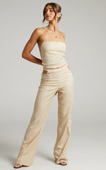 LIONESS - Mid Rise Giza Cut Out Pant in Wheat