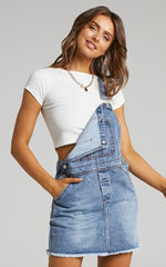 Syden Mini Dress - Overall Denim Dress in Sunday Blue