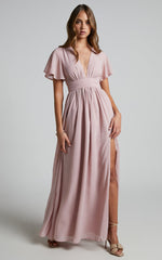 December Maxi Dress - Empire Waist Dress in Dusty Pink
