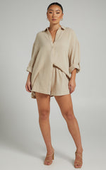 Donita Shorts - Elastic Waist Shorts in Neutral