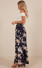 Break A Leg Maxi Skirt In Navy Floral