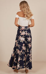 Break A Leg Maxi Skirt In Navy Floral