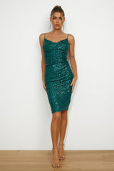 Dazzle Girl Sequin Midi Dress Green