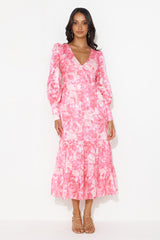 Perfection Takes Time Long Sleeve Maxi Dress Pink