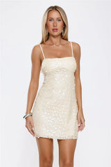 Glamour Nights Sequin Strappy Mini Dress Yellow