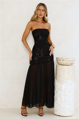 Timeless Affair Strapless Mesh Maxi Dress Black