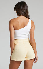 Devera Shorts - Belted High Waist Shorts in Yellow