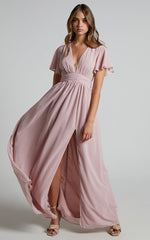 December Maxi Dress - Empire Waist Dress in Dusty Pink