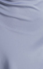 Cariela Maxi Dress - Plunge Neck Satin Dress in Pale Blue