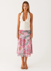 Valley Midi Skirt Pink Floral