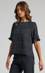 Eleanor Top - Short Sleeve Top in Black Spot