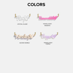 Disney Mickey Mouse Acrylic Custom Nameplate Necklace - Blonde Marble