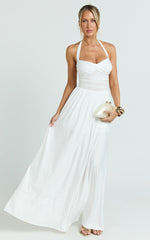 Adelia Maxi Dress - Jersey Halter Contrast Dress in White