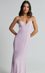 Alisha Midi Dress - Plunge Bust Cup Dress in Lilac