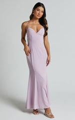 Alisha Midi Dress - Plunge Bust Cup Dress in Lilac
