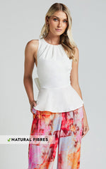 Amalie The Label - Farley Linen Blend Cross Back Top in White