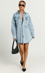 Amalie The Label - Herrera Recycled Cotton Denim Dress in Mid Blue Wash