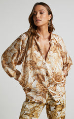 Amalie The Label - Nelle Puff sleeve High Neck Shirt in Frieja Print
