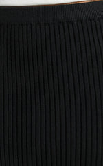 Andalucia Midi Skirt - Ribbed Side Split Skirt in Black