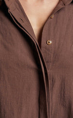 Anka Playsuit - Relaxed Button Front Shirt Playsuit in Chocolate