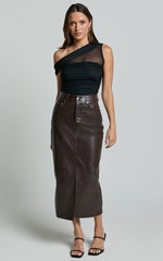 Aria Top - One Shoulder Contrast Organza Top in Black