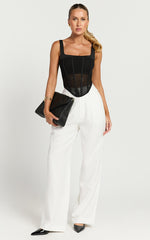 Augustus Pants - High Waisted Wide Leg Tailored Pants in White