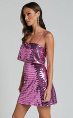 Barlyn Crop Top - Square Neck Crop Flat Sequin Top in Orchid
