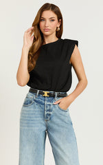 Baylor Tee - Crew Neck Sleeveless in Black
