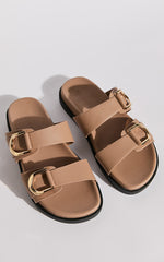 Billini - Areli Slides with Hardware Detail in Light Cashew