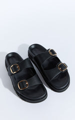 Billini - Cosmo Slides with Hardware Buckle in Black