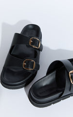 Billini - Cosmo Slides with Hardware Buckle in Black