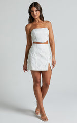 Brailey Top - Bustier Top in White Jacquard