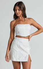 Brailey Top - Bustier Top in White Jacquard