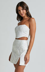 Brailey Top - Bustier Top in White Jacquard