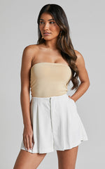 Briley Pleated Shorts - High Waisted Tailored Shorts in White