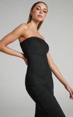 Brunetta Midi Dress - Strapless Mesh Dress in Black