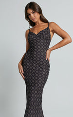 Brunita Midi Dress - V Neck Low Scoop Back Slip Dress in Sol De Cruz