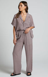 Brunita Pants - Mid Waisted Relaxed Elastic Waist Pants in Moroccan Geo
