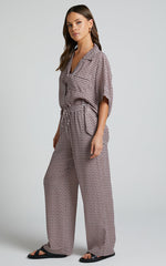 Brunita Pants - Mid Waisted Relaxed Elastic Waist Pants in Moroccan Geo