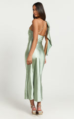 Calix Midi Dress - One Shoulder Slip Dress in Sage