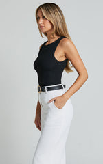 Can't You Tell Top - Ribbed Tank Top in Black