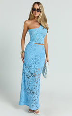 Charlene Top - Crochet One Shoulder Top in Blue