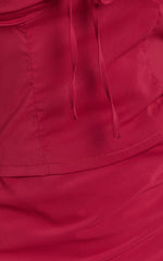 Clare Top - Gathered Front Bow Strappy Crop Top in Cherry Red